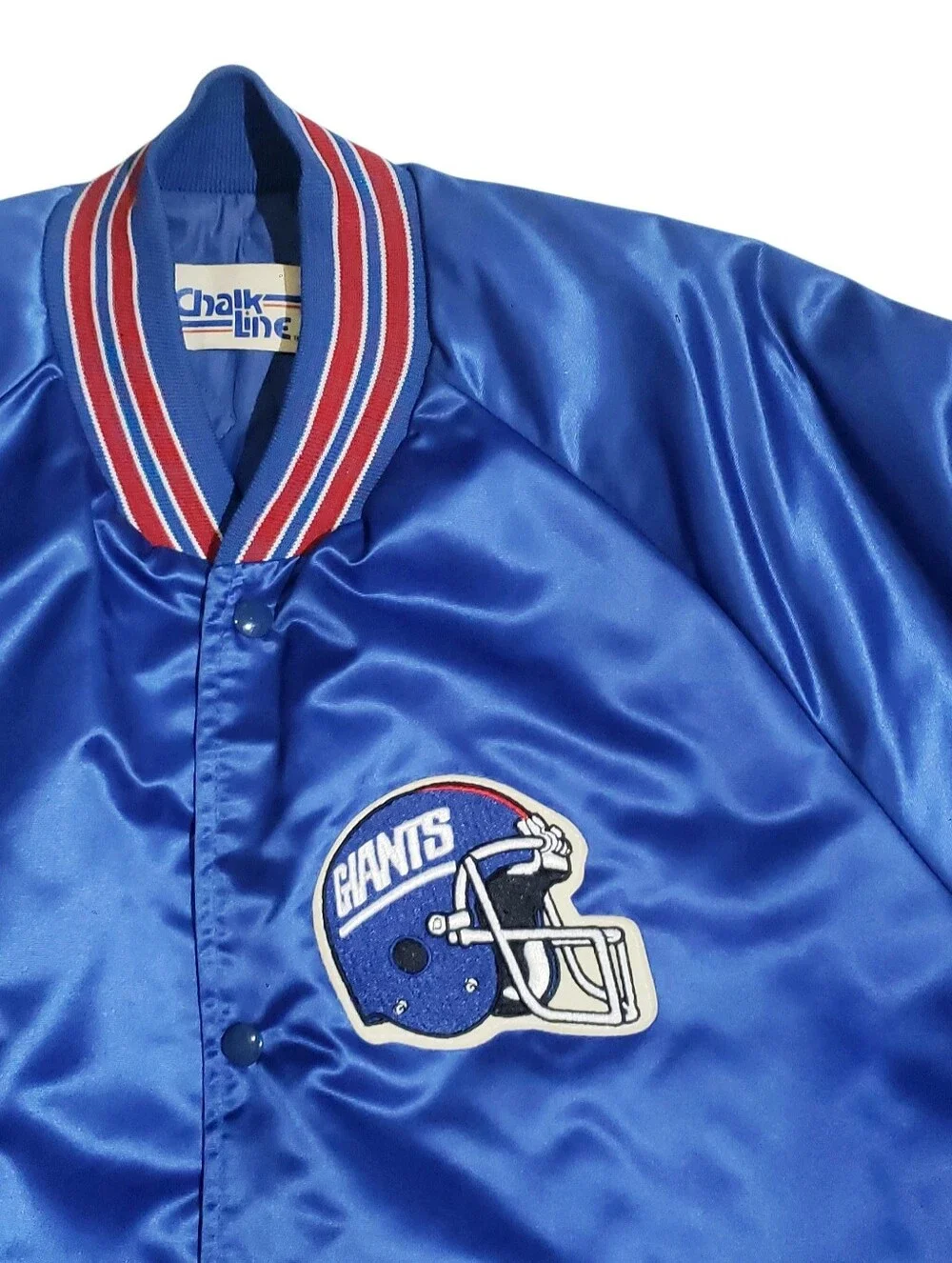 Vintage 1990 Chalk Line Mens NFL NY Giants Bomber Jacket Spellout Back Size XL